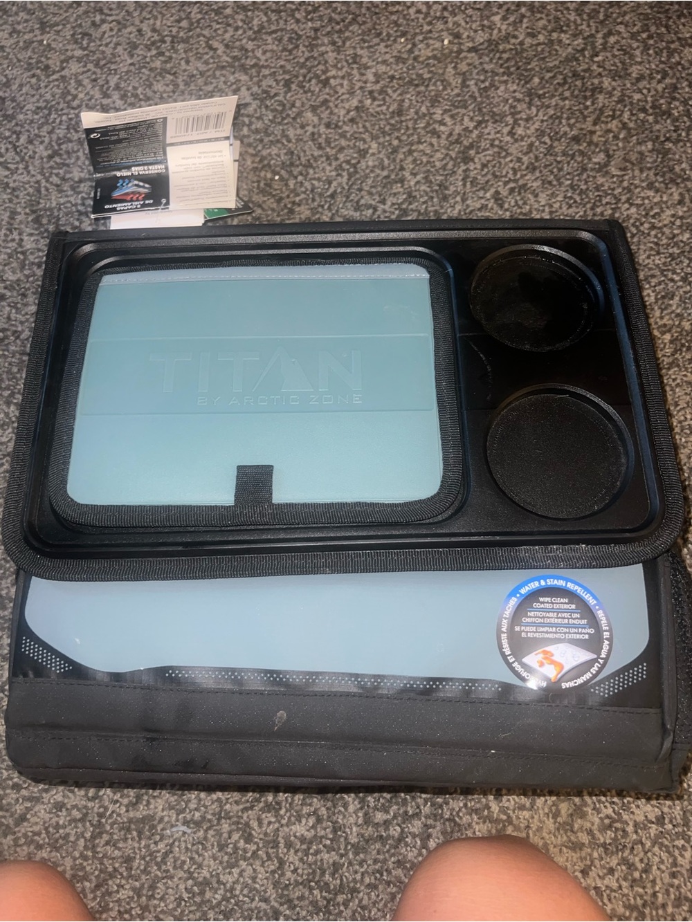 Titan by Arctic Cool Black and Light Blue Foldable Car Tray Organizer